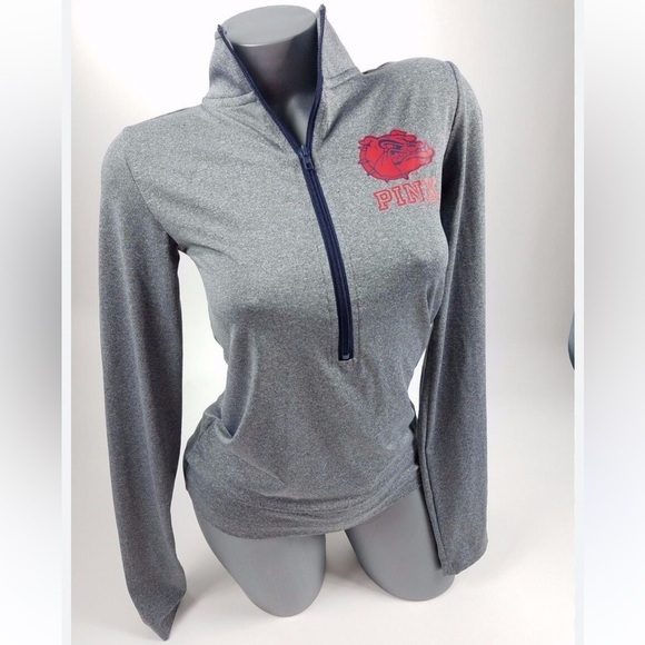 VICTORIA'S SECRET PINK Collegiate Ultimate Gonzaga Bulldogs 1/4 Zip Large Jacket - Picture 1 of 7